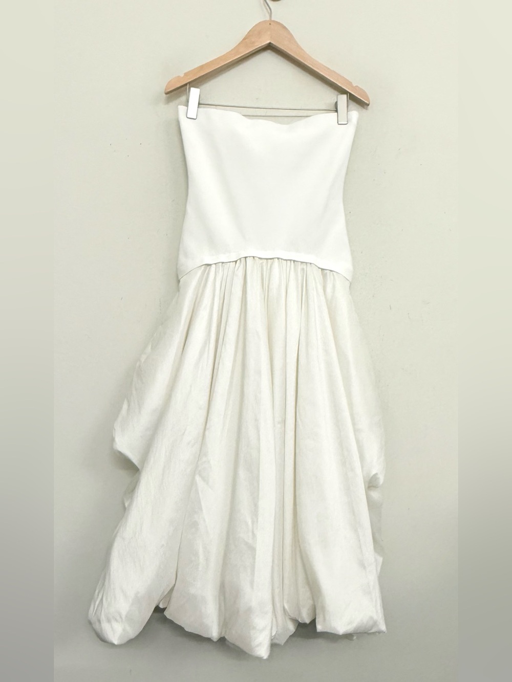 NWT SIMKHAI Izzy Strapless Taffeta Midi Dress in Ivory, size M - Picture 7 of 16